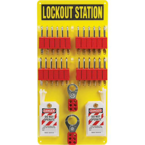 Lockout Board with Keyed Different Nylon Safety Lockout Padlocks, Plastic Padlocks, 24 Padlock Capacity, Padlocks Included Groupe Belzile Dickner