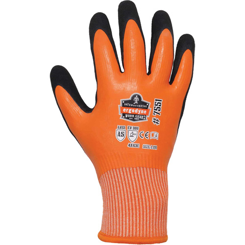 Gants de travail enduits et r&eacute;sistant &agrave; la coupe pour l'hiver ProFlex 7551, Taille Petit, Calibre 10/13, Rev&ecirc;tement Nitrile/Latex de caoutchouc, Enveloppe en PEHP, ASTM ANSI niveau A5/EN 388 niveau E Groupe Belzile Dickner