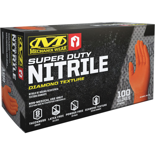 Super Duty Disposable Gloves, 9/Medium, Nitrile, 8-mil, Powder-Free, Orange Groupe Belzile Dickner