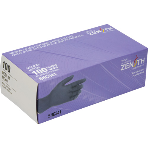 Medical Grade Disposable Gloves, Medium, Nitrile, 6-mil, Powder-Free, Black, Class 2 Groupe Belzile Dickner