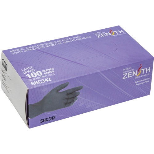 Medical Grade Disposable Gloves, Large, Nitrile, 6-mil, Powder-Free, Black, Class 2 Groupe Belzile Dickner