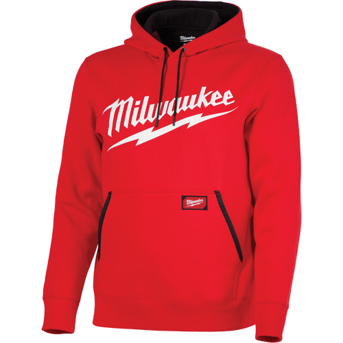 Chandail &agrave; capuchon de poids moyen avec logo Milwaukee, Hommes, Petit, Rouge Groupe Belzile Dickner