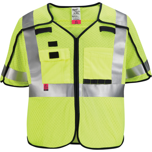 Gilet de s&eacute;curit&eacute; &agrave; maille d&eacute;tachable, Noir/Jaune lime haute visibilit&eacute;, Moyen/Petit Groupe Belzile Dickner