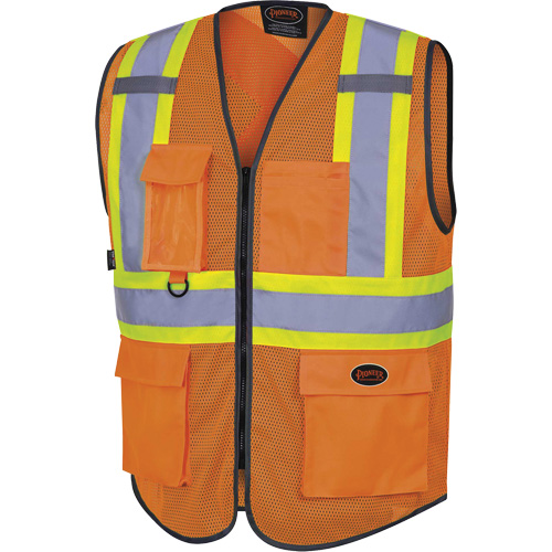 6960 Front Mesh Safety Vest, High Visibility Orange, Medium, Polyester Groupe Belzile Dickner