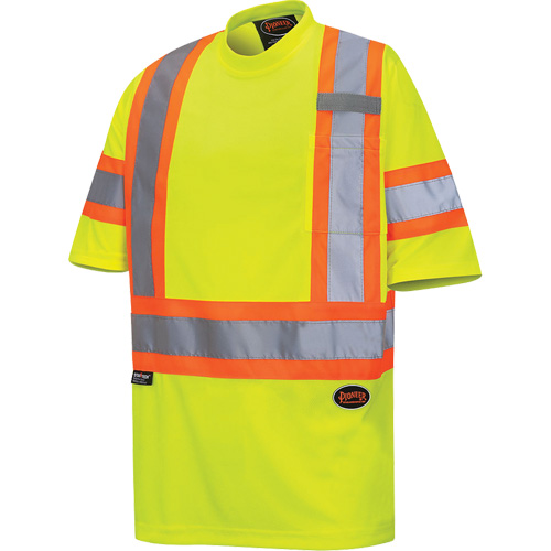 6971 Bird's-Eye Safety T-Shirt, Polyester, X-Small, High Visibility Lime-Yellow Groupe Belzile Dickner