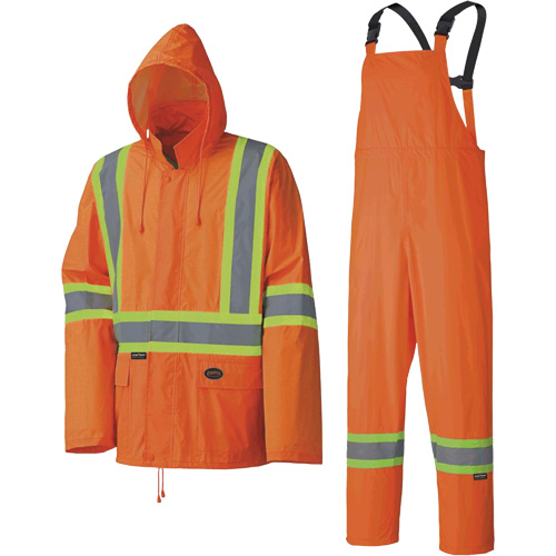 5598 Combinaison de pluie imperm&eacute;able et l&eacute;g&egrave;re, Polyester/PVC, Petit, Orange haute visibilit&eacute; Groupe Belzile Dickner