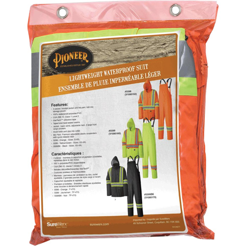 5598 Combinaison de pluie imperm&eacute;able et l&eacute;g&egrave;re, Polyester/PVC, Petit, Orange haute visibilit&eacute; Groupe Belzile Dickner
