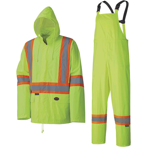 5599 Combinaison de pluie imperm&eacute;able et l&eacute;g&egrave;re, Polyester/PVC, T-petit, Jaune lime haute visibilit&eacute; Groupe Belzile Dickner