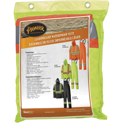 5599 Combinaison de pluie imperm&eacute;able et l&eacute;g&egrave;re, Polyester/PVC, T-petit, Jaune lime haute visibilit&eacute; Groupe Belzile Dickner