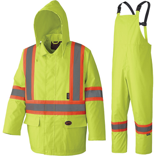 5609 Combinaison de pluie imperm&eacute;able 210D, Polyester/PVC, T-petit, Jaune lime haute visibilit&eacute; Groupe Belzile Dickner