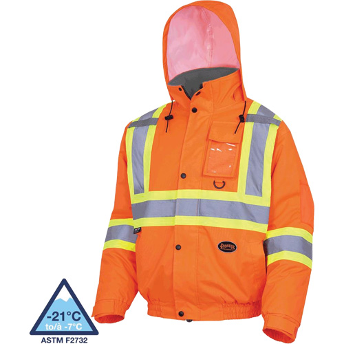 5032 Waterproof Winter Quilted Safety Bomber Jacket, Polyester, High Visibility Orange, Small Groupe Belzile Dickner