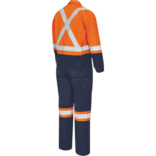 7702BB FR-Tech&reg; 2-Tone Safety Coverall, Size 36, Navy Blue/Orange, 10 cal/cm² Groupe Belzile Dickner