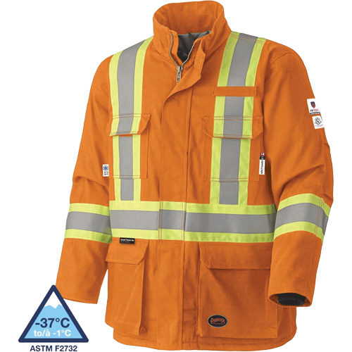 5533 Manteau de s&eacute;curit&eacute; ignifuge, Petit, Orange haute visibilit&eacute;, 58 cal/cm² Groupe Belzile Dickner