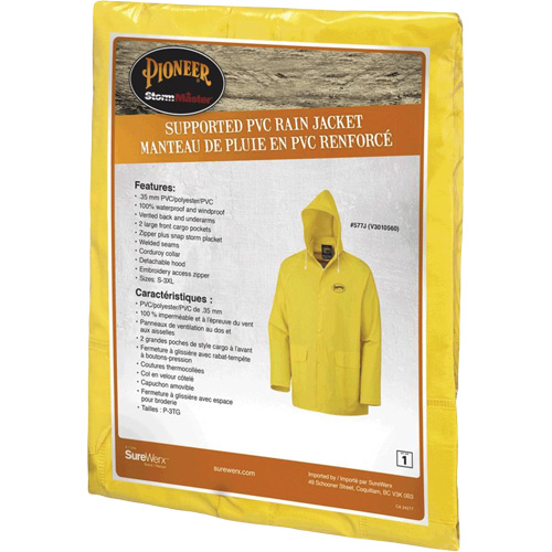 577J Rain Jacket, Polyester/PVC, Small, Yellow Groupe Belzile Dickner