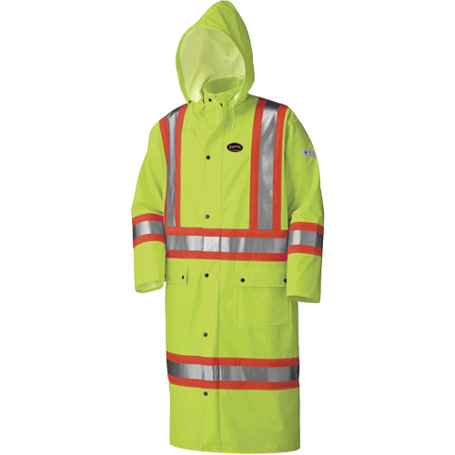 5897 Manteau long imperm&eacute;able et ignifuge, Grand, Jaune lime haute visibilit&eacute; Groupe Belzile Dickner