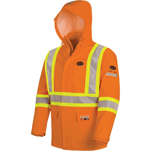 5880 Manteau de pluie ignifuge et protection contre les &eacute;clats d'arc &eacute;lectrique, T-petit, Orange haute visibilit&eacute;, 10 cal/cm² Groupe Belzile Dickner