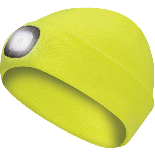 5676 Knit Toque with LED Headlight, Fleece Lining, One Size, High Visibility Yellow Groupe Belzile Dickner