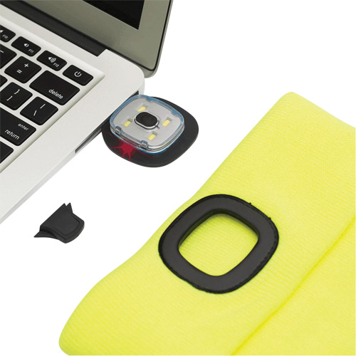 5676 Knit Toque with LED Headlight, Fleece Lining, One Size, High Visibility Yellow Groupe Belzile Dickner