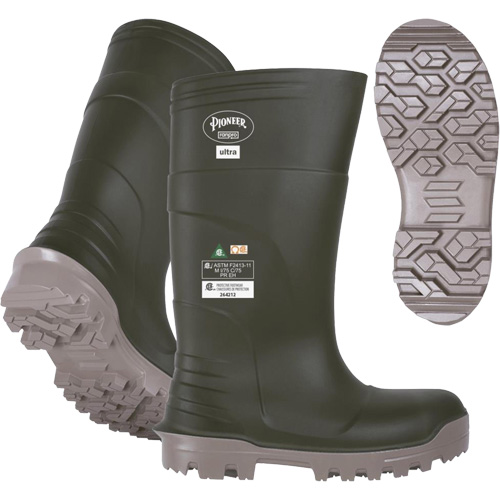 B105FUL.GR Pioneer Ultra Boots, Polyurethane, Steel/Composite Toe, Size 6, Puncture Resistant Sole Groupe Belzile Dickner
