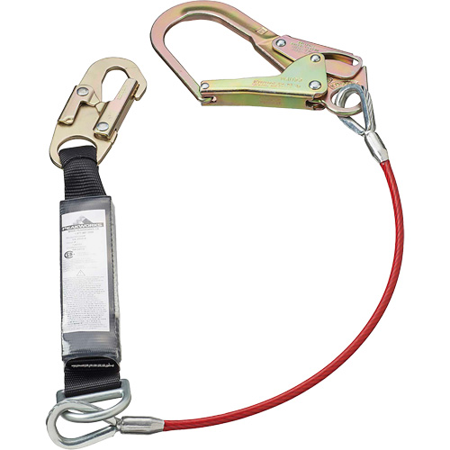 SA-5502-4 Shock Absorbing Lanyard, 4', Rebar Hook Center, Snap Hook Leg Ends, Polyester Groupe Belzile Dickner