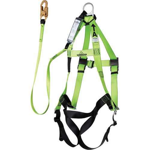 FBH-10000A6440-6 Contractor Series Safety Harness with Shock Absorbing Lanyard, Harness/Lanyard Combo Groupe Belzile Dickner