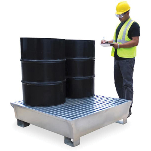 Ultra-Spill Pallet en acier, 4 barils, Capacit&eacute; de d&eacute;versement 68 gal. US, 49,1" x 47,1" x 10,9" Groupe Belzile Dickner