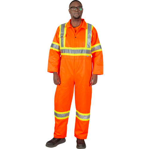 Combinaison de s&eacute;curit&eacute; non doubl&eacute;e, Petit, Orange haute visibilit&eacute; Groupe Belzile Dickner
