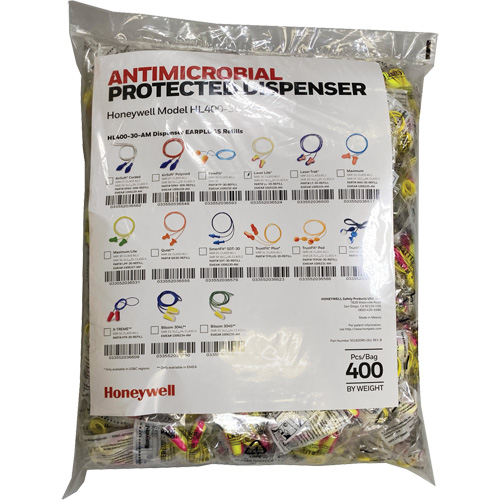 LL-30 Earplugs Refill for HL400 Dispenser, Bulk - Polybag, Corded Groupe Belzile Dickner