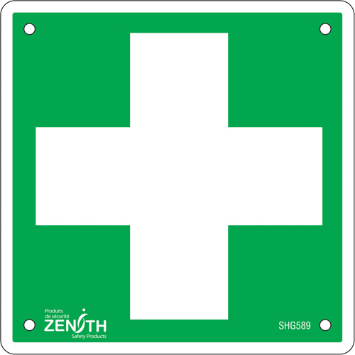 Enseigne premiers soins, 6" x 6", Aluminium, Pictogramme Groupe Belzile Dickner
