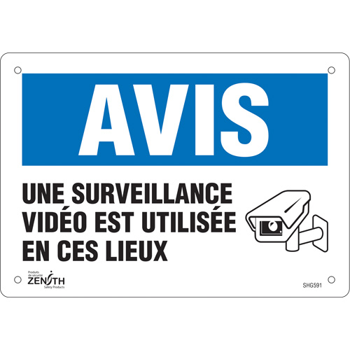 Enseigne  Surveillance vid&eacute;o , 7" x 10", Plastique, Français avec pictogramme Groupe Belzile Dickner