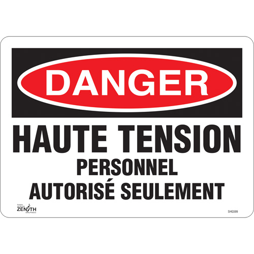 Enseigne  Haute tension , 10" x 14", Vinyle, Français Groupe Belzile Dickner
