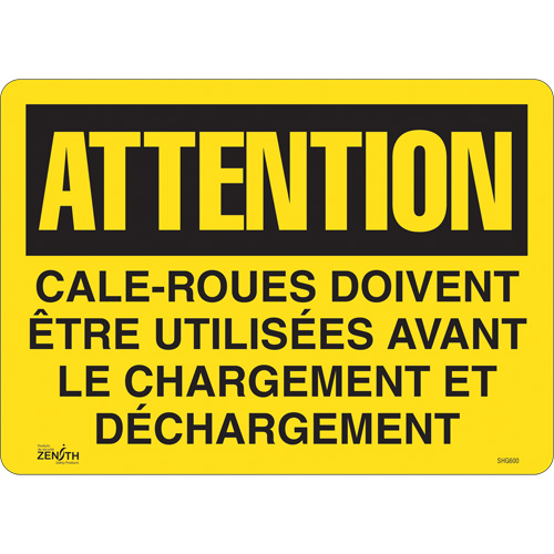 Enseigne  Cale-roues doivent &ecirc;tre utilis&eacute;es , 14" x 10", Vinyle, Français Groupe Belzile Dickner