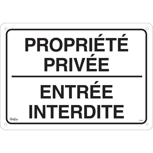 Enseigne  Propri&eacute;t&eacute; priv&eacute;e , 14" x 20", Aluminium, Français Groupe Belzile Dickner