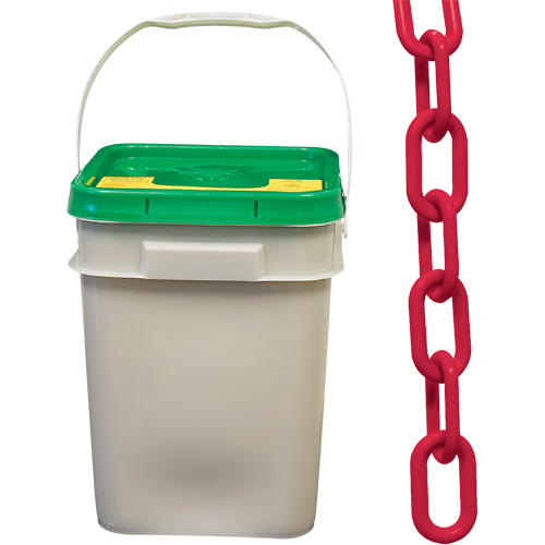 Chaîne de s&eacute;curit&eacute; en plastique robuste, Rouge, Maillon de 2", 120' de long Groupe Belzile Dickner