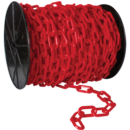 Chaîne de s&eacute;curit&eacute; en plastique robuste, Noir, Maillon de 2", 100' de long Groupe Belzile Dickner