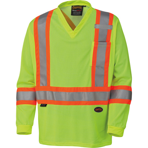 6985 Traffic Micro Mesh Long-Sleeved Safety Shirt, Small, High Visibility Lime-Yellow Groupe Belzile Dickner