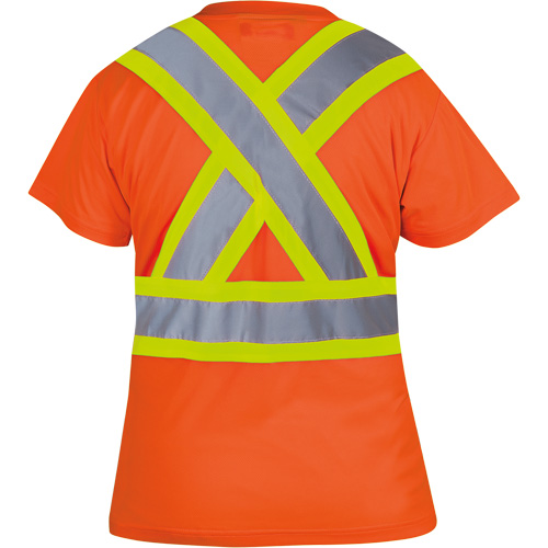 6948 Women's Bird's-Eye Safety T-Shirt, Polyester, X-Small, High Visibility Orange Groupe Belzile Dickner