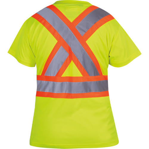 6949 Women's Bird's-Eye Safety T-Shirt, Polyester, X-Small, High Visibility Lime-Yellow Groupe Belzile Dickner