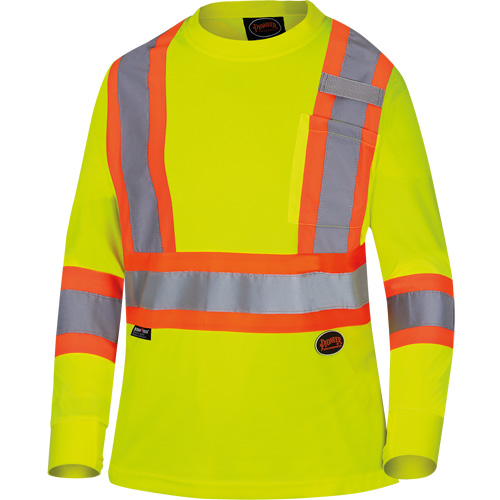6969 Chandail de s&eacute;curit&eacute; &agrave; manches longues en il-de-perdrix pour femme, Polyester, T-petit, Jaune lime haute visibilit&eacute; Groupe Belzile Dickner