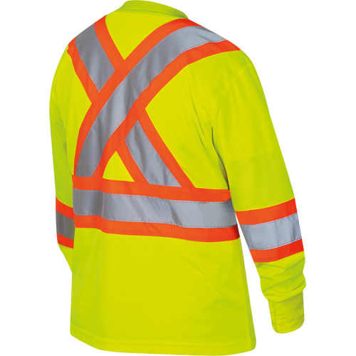 6969 Chandail de s&eacute;curit&eacute; &agrave; manches longues en il-de-perdrix pour femme, Polyester, T-petit, Jaune lime haute visibilit&eacute; Groupe Belzile Dickner
