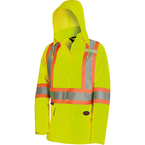 5628W The Rock Women's 300D  Quilted Safety Parka, Polyester/Polyurethane, High Visibility Lime-Yellow, X-Small Groupe Belzile Dickner