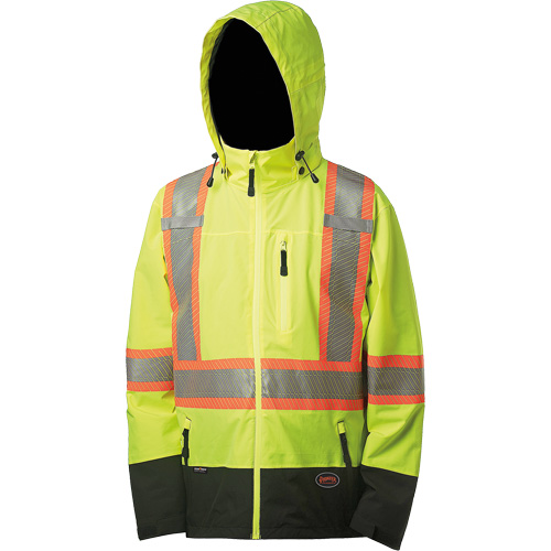 5221 Softshell Waterproof Premium  Safety Jacket, Polyester, High Visibility Lime-Yellow, Small Groupe Belzile Dickner