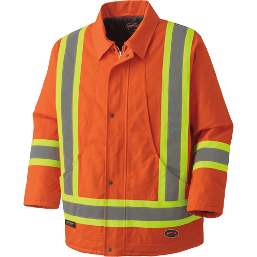 5537A Quilted Duck Safety Parka, High Visibility Orange, Small Groupe Belzile Dickner