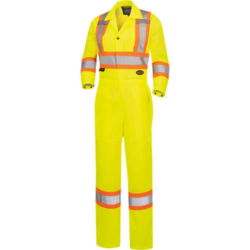 5999AW Women's High-Visibility Traffic Safety Coveralls, X-Small, High Visibility Lime-Yellow Groupe Belzile Dickner