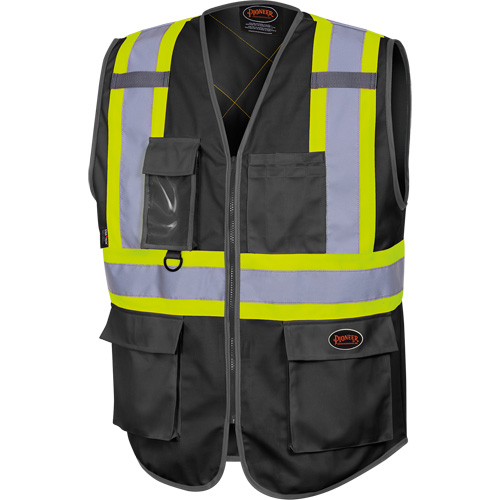 6959BK Tricot High-Visibility Safety Vest with Zipper Closure, Black, X-Small, Polyester Groupe Belzile Dickner