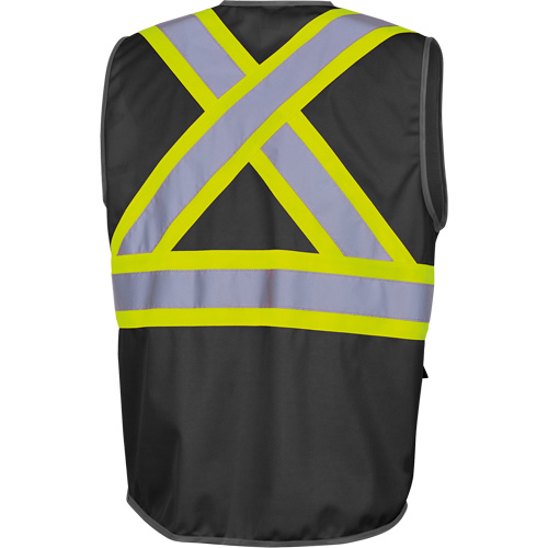 6959BK Tricot High-Visibility Safety Vest with Zipper Closure, Black, X-Small, Polyester Groupe Belzile Dickner
