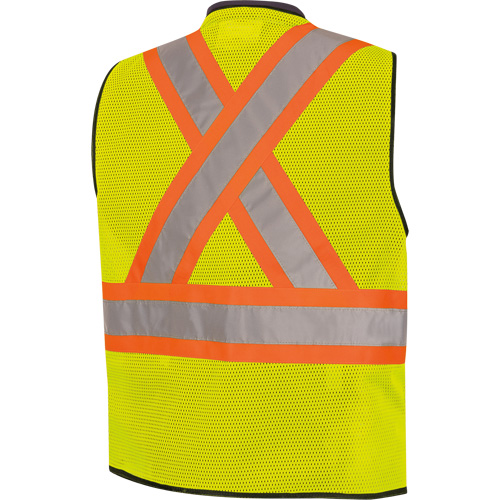 6895 High-Visibility Zip Front Bi-Colour Safety Vest, Black/High Visibility Lime-Yellow, 2X-Large/3X-Large, Polyester Groupe Belzile Dickner