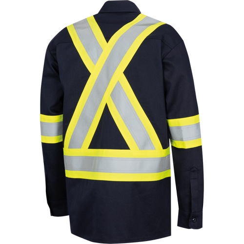 7742SF FR-TECH&reg; High-Visibility 88/12 Arc-Rated Safety Shirt, Small, Navy Blue Groupe Belzile Dickner