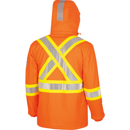 5884 Manteau imperm&eacute;able ignifuge et r&eacute;sistant aux arcs &eacute;lectriques avec capuchon Flash-Gard, Petit, Orange haute visibilit&eacute;, 51 cal/cm² Groupe Belzile Dickner