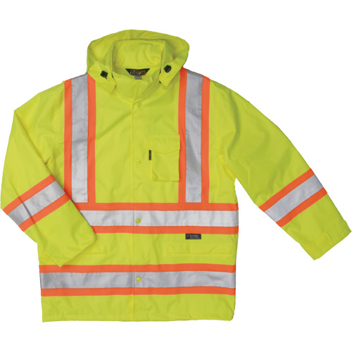 Ripstop Safety Rain Jacket, Polyester, Small, High Visibility Lime-Yellow Groupe Belzile Dickner